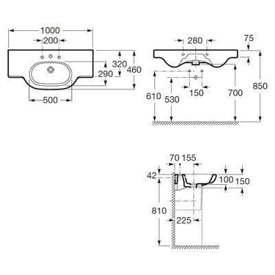 Раковина настенная Roca - Meridian 100x46 (32724B000)