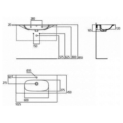 Раковина Ideal Standard - Tesi 100x45 (T350801) Раковина Ideal Standard - Tesi 100x45 (T350801)