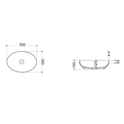 Раковина накладная AXA Decus овальная 500х350хh150мм., черный матовый (8510007)