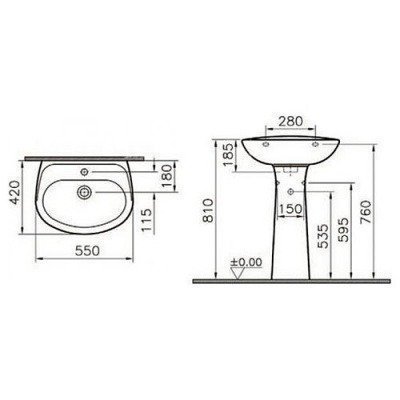 Раковина + пьедестал Vitra - Normus 55x42 (9600B003-7650)
