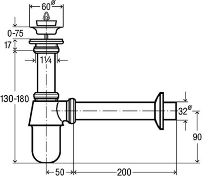 Сифон для раковины с пробкой Viega (366681)