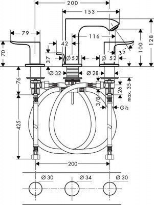 Смеситель для раковины  Hansgrohe  -  Metris (31083000)