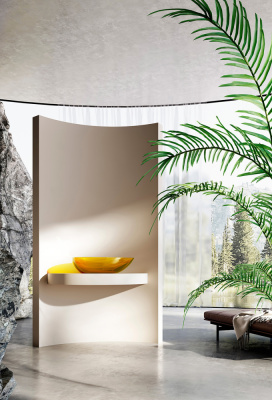 Раковина накладная прозрачная ABBER Kristall желтая (AT2811Amber)