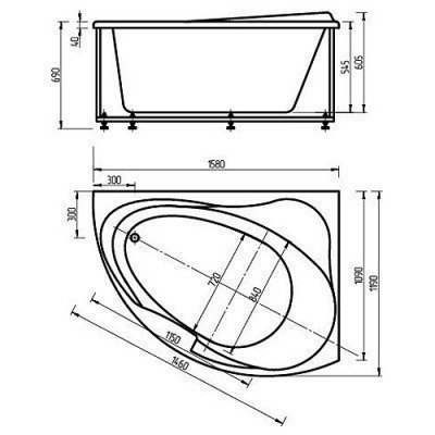Ванна акриловая Aquatek - Альтаир 160x120 Правая (ALT160-0000047)