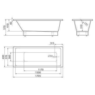 Ванна из литьевого мрамора Esse - Jamaica 170x70