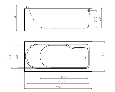 Акриловая ванна Gemy (G9006-1.7 B R)
