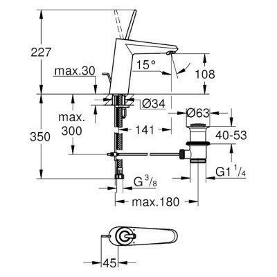 Смеситель для раковины Grohe - Eurodisc Joy (23427000)