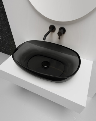 Раковина накладная прозрачная ABBER Kristall (AT2805Onyx)