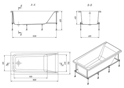 Акриловая ванна Roca Elba 160х75 прямоугольная белая (248619000)