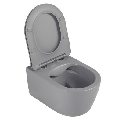 Унитаз ABBER Bequem подвесной серый матовый, безободковый (AC1104MG)