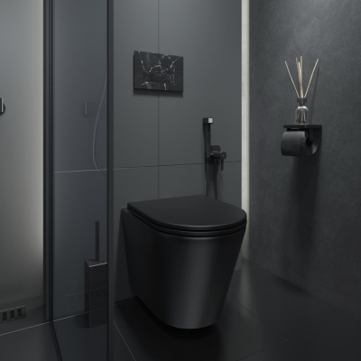 Унитаз подвесной безободковый, чёрный матовый, Calipso, IDDIS (CALR3BMi25)