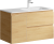 Подвесная тумба Aqwella Accent с двумя ящиками и одной дверью в цвете дуб золотой с умывальником из литьевого мрамора (чаша справа) (ACC0109RDZ)