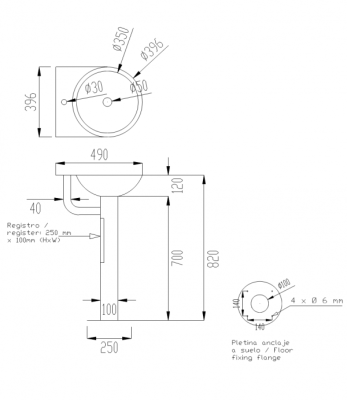 Умывальник с пьедесталом Nofer глянцевый (13026.B)