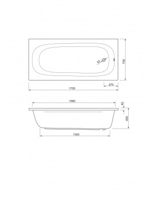 Акриловая ванна CEZARES (PIAVE-170-70-42-W37)