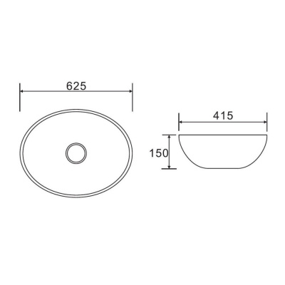 Раковина накладная Calypso овальная 625х415х150мм (CS3077)
