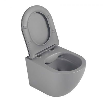 Унитаз ABBER Bequem подвесной серый матовый, безободковый (AC1101MG)