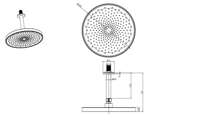 Верхний душ потолочный 260мм AQUATEK (AQ2070CR)