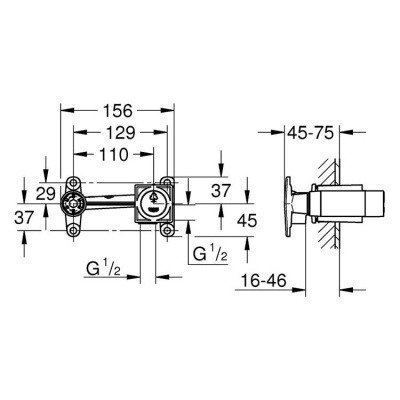Скрытая часть для настенного смесителя Grohe (23200000)