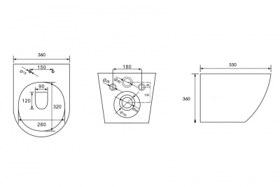 Унитаз ABBER Bequem подвесной серый матовый, безободковый (AC1103MG)