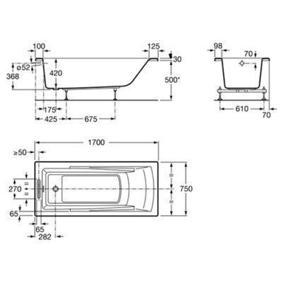 Ванна акриловая Roca - Hall 170x75 (ZRU9302768)