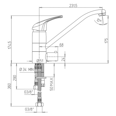 Смеситель для кухни Paini Creta (42CR5611KM)