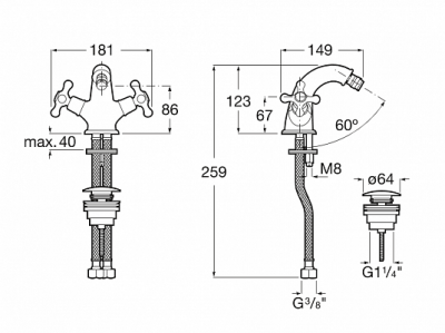 Смеситель для биде Roca - Carmen (5A6A4BC00)