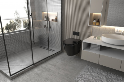 Унитаз ABBER Bequem подвесной черный матовый, безободковый (AC1102MB)