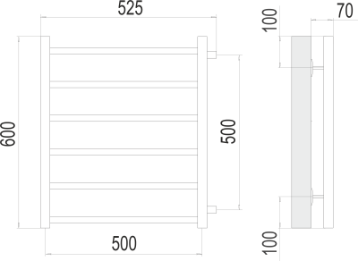 Водяной полотенцесушитель Terminus Вега П6 500х600 бп500 (4670078530004)