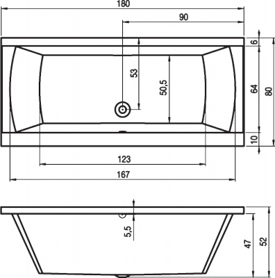 Ванна акриловая RIHO JULIA 180 (BA7200500000000)