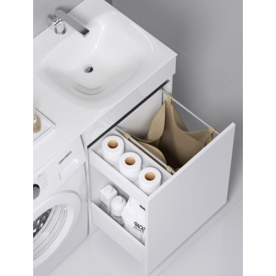 Напольная тумба Aqwella Forma с бельевой корзиной справа и двумя отсеками для хранения хозяйственных принадлежностей c умывальником Forma 115 (FOR0105KR) Напольная тумба Aqwella Forma с бельевой корзиной справа и двумя отсеками для хранения хозяйственных принадлежностей c умывальником Forma 115 (FOR0105KR)