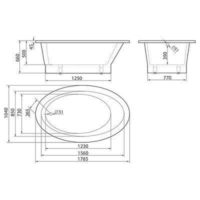 Ванна из литьевого мрамора Esse - Milos 178.5x104