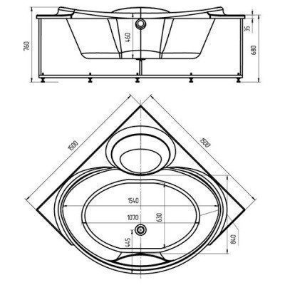 Ванна акриловая Aquatek - Эпсилон 150x150 (EPS150-0000066)