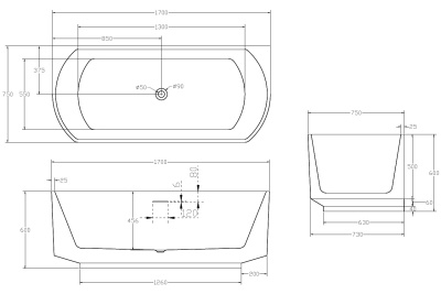 Акриловая ванна ABBER (AB9488-1.7)
