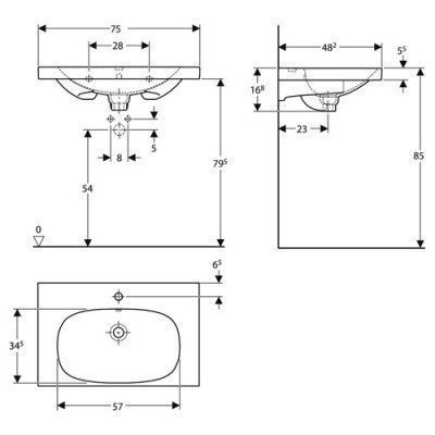 Раковина встраиваемая Geberit - Acanto 75x48 (500.622.01.2) Раковина встраиваемая Geberit - Acanto 75x48 (500.622.01.2)