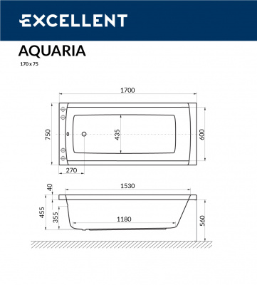 Ванна акриловая EXCELLENT Aquaria 170x75 (WAEX.AQU17WH)