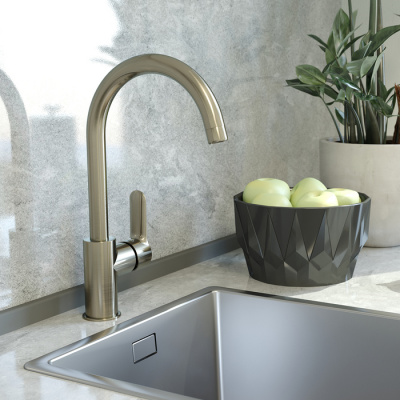 Смеситель для кухни, сатин, Cuba, IDDIS (CU1BNJ0i05)