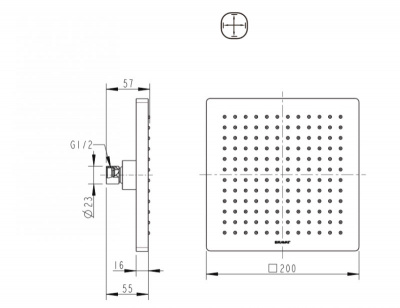 Верхний душ, квадратный (P7078C-RUS) Верхний душ, квадратный (P7078C-RUS)