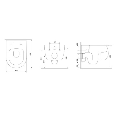 Damixa Sirius подвесной унитаз безободковый с сиденьем микролифт (DX86C1700SC)