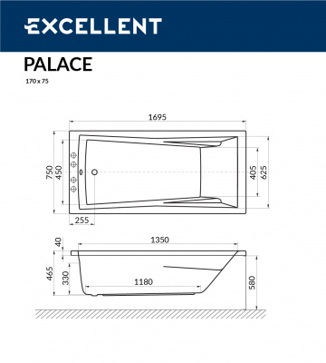Ванна акриловая EXCELLENT Palace 170x75 (WAEX.PAL17WH) Ванна акриловая EXCELLENT Palace 170x75 (WAEX.PAL17WH)