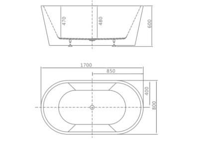 Ванна Calypso GRANADA 170 1700×800×600 отдельностоящая (8C-015-170)