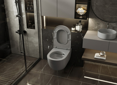 Унитаз ABBER Bequem подвесной серый матовый, безободковый (AC1104MG)