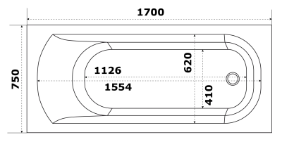 Ванна Bas Нирвана-PRO 170х75 (без каркаса) (З 00115)