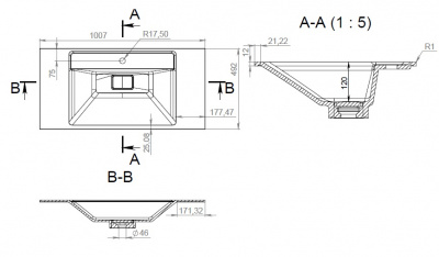 Раковина со сливом-переливом, 100 см AM.PM Inspire 2.0 (M50AWPX1001WG)