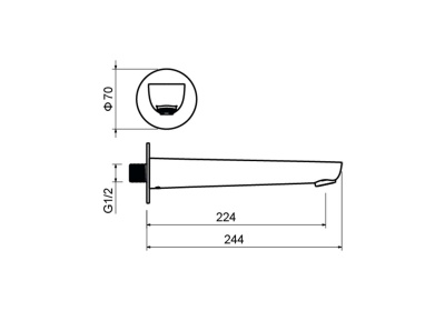 Излив для ванны 224 мм AQUATEK БЕТТА (AQ1141CR)