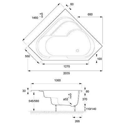 Ванна акриловая Jacob Delafon - Bain Douche 145x145 (E6222RU-00)