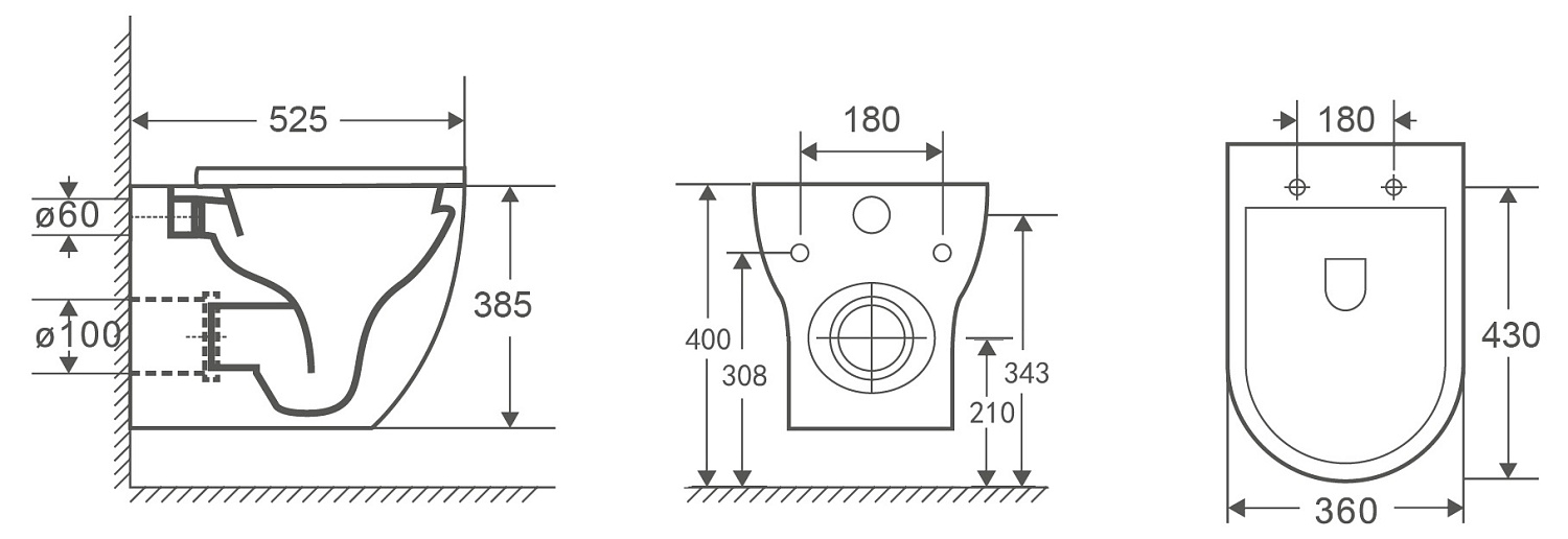 Унитаз подвесной безободковый OWL Wave Cirkel-H с сиденьем DP микролифт (OWLT190801)