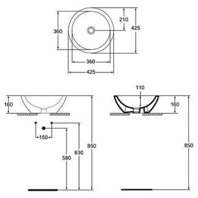Раковина накладная Ideal Standard - Strada 42.5x42.5 (K078301)