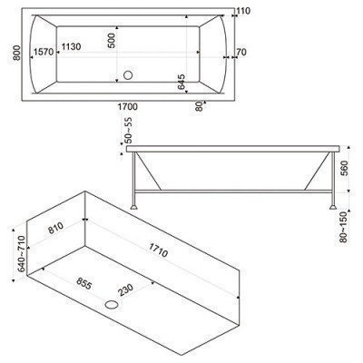 Ванна акриловая BAS - Индика 170x80 (В 00013) Ванна акриловая BAS - Индика 170x80 (В 00013)