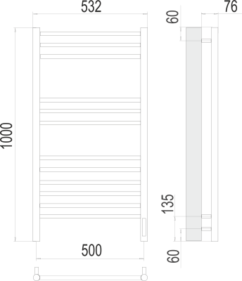 Электрический полотенцесушитель Terminus Аврора П12 500х1000 электро (4670078527226)