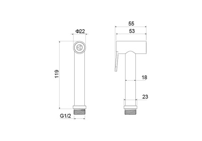Гигиенический ручной душ AQUATEK, матовый черный (AQ2057MB)